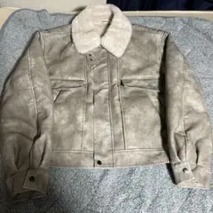 グレー 合成皮革 ジャケット