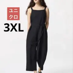 《3XL》ユニクロ　リネンブレンドジャンプスーツ　ブラック　大きいサイズ