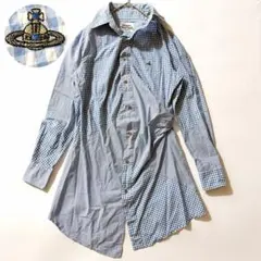 インディゴ染✨ヴィヴィアンウエストウッド 異素材 変形チェックシャツワンピース