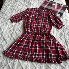 バーバリーブルーレベル赤チェックフリルワンピース