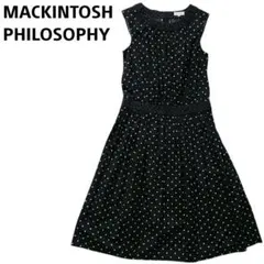 マッキントッシュフィロソフィー ノースリーブワンピース 黒白 水玉 ドット