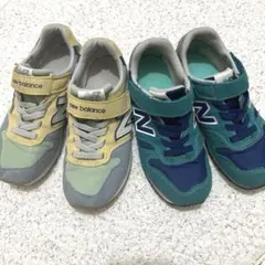 New Balance キッズスニーカー ベルクロ式 グリーン/ネイビー