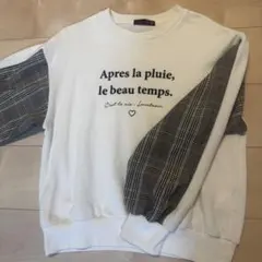 カジュアルスウェット チェック柄 袖バルーン