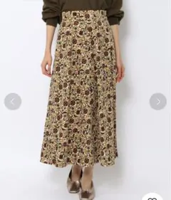 ＜MACPHEE＞コーデュロイボタニカルプリントロングフレアースカート