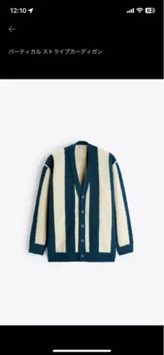 ZARA ストライプ Vネック カーディガン ブルー/アイボリー