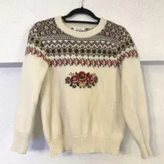 古着　ニット　バラ　3びきの子ねこ