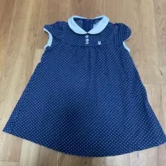 ミキハウス　ネイビー 水玉 半袖ワンピース　90㎝