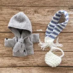 JANAYA ハンドメイド　オビツ11服　コート　グレー　3点セット