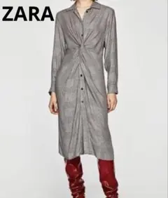 ZARA グレンチェックシャツワンピース　Mサイズ