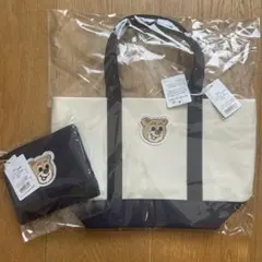 フェイラー オールドテディ ワッペントートバッグ ポーチ ネイビー