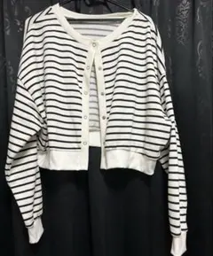 グレイル　ボーダー　ニットカーディガン
