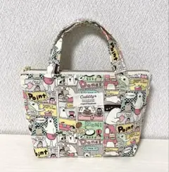 ハンドメイド　ミニトートバッグ　しろくま　カラフル　北欧風　レトロ