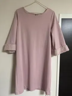 MERCURYDUO ピンク 七分袖 膝丈ワンピース