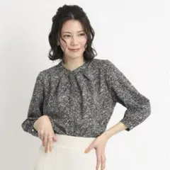 シューラルー　ドレスキップ　前釦スタンドカラーブラウス　ブラック