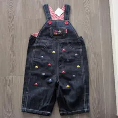 ミキハウス くるま刺繍 デニム オーバーオール 80ー90 薄手 車