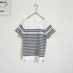 グッデイ　半袖　Tシャツ　ボーダー　前後差ヘム　スリット　キレイめカジュアルのサムネイル