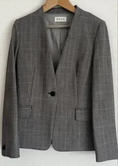 PLST ノーカラージャケット グレンチェック XS 美品