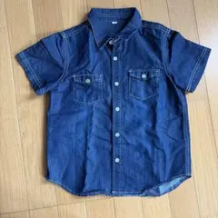 【ほぼ未使用】デニムシャツ　130 ダンガリーシャツ　デニム　リンクコーデ　夏服