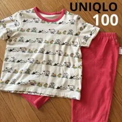 ユニクロ　半袖パジャマ　2点まとめ売り　メイシー&ピンク系　100cm 春夏秋