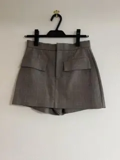 ZARA XS チェック柄ショートパンツ グレー