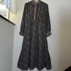 花柄長袖カットソーワンピース