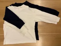 ユニクロ　ハイネックTシャツ　白紺組み合わせ２着