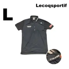 ルコックゴルフ ポロシャツ メンズ L ロゴプリント ネイビー ポロシャツ