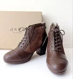 【未使用】axes femme チュールレースアップブーツ ブラウン Lのサムネイル