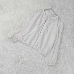 ジップアップジャケット　ホワイト　【M】　シアー　透け感　ドロスト　2977