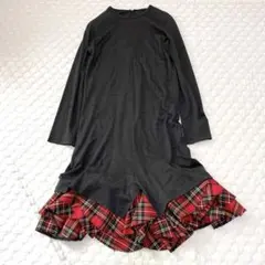 ジュンヤワタナベコムデギャルソン　ドッキングワンピース　チェック　断ち切り