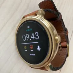 FOSSIL スマートウォッチ 本体 ゴールド ブラウンレザー