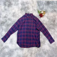 NAVY ネイビー（LL）長袖 シャツ ネルシャツ チェック柄 コットン100%のサムネイル