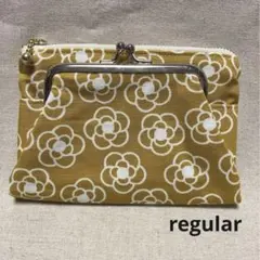 がま口ファスナー財布　ぷち　　カメリア　イエロー　　　ハンドメイド