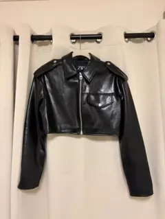 ZARA クロップドレザージャケット ブラック XS