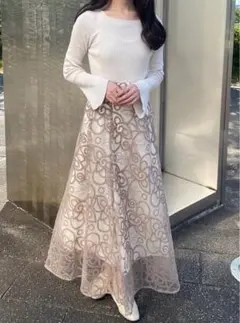 花柄刺繍レースフレアスカート[tu470] グレイル GRL