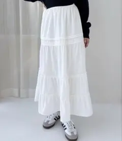 コットンライクティアードロングスカートのサムネイル