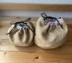 リネン巾着袋2個セット ベージュ