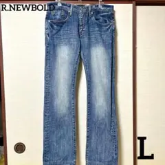 R.NEWBOLD スリム ローライズ ダメージ デニム ジーンズ L ブルーのサムネイル