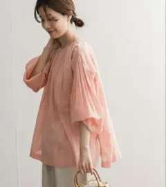 アーバンリサーチドアーズ シャドウチェックボイルブラウス pink 