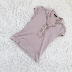 ROPE ロペ（M）半袖 Tシャツ カットソー フロントフリル ボタン Vネック