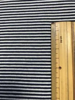 ニット生地　T/Cフライス ボーダー　白×紺　T2003