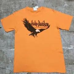 00s Harley-Davidson ハーレー オレンジ Tシャツ S 古着