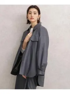 ナノユニバース フェイクレザー中綿オーバージャケット