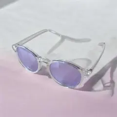 クリアフレーム サングラス ボストン ライトパープルレンズ 透明 紫 UVカットのサムネイル