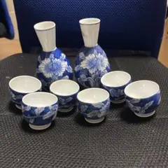青と白の花柄 徳利とぐい呑みセット