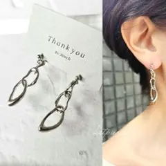 No.330 デザイン3連フープ シルバーカラー ピアス イヤリング