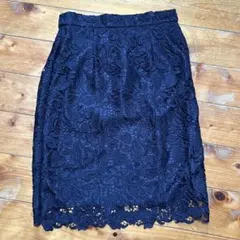 PROPORTION ネイビー 花柄レース タイトスカート I