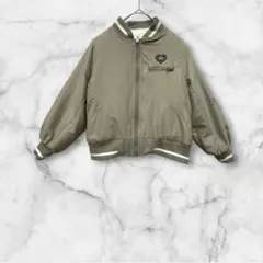 美品 ブルゾン ジャケット 裏起毛 ボア 厚手 ハートロゴ カーキ 120
