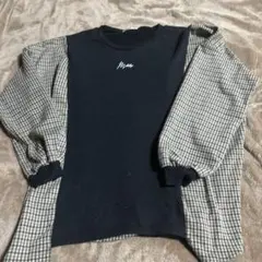 黒 チェック柄 トレーナー　M