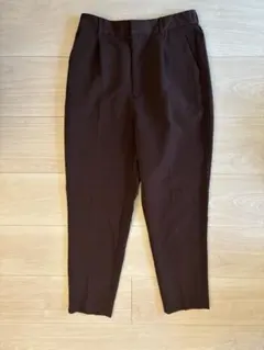 【美品】GU ジーユー　ストレッチテーパードパンツ　ブラウン　Lサイズ